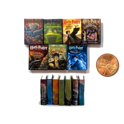 HARRY POTTER 7 Pc Readable Illustrated Miniature Book Set 7 Pcs 1:12 Scale Books - Image 1 of 4