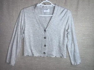 Old Navy Girl Size XL (14/16) Grey Long Sleeve Button Front Cotton Cardigan - Picture 1 of 7