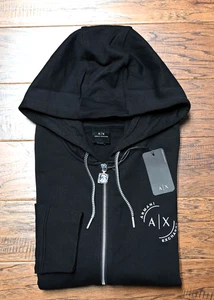 Armani Exchange A/X $150 Men's Full Zip Black Fleece Cotton Hoodie Jacket XL - Picture 1 of 12