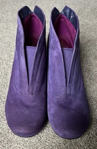 HOTTER Danielle Comfort Concept Heeled Ankle Boots - Purple Suede - Uk Size 7 - Picture 1 of 11