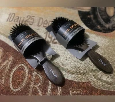 Lot of 2 CALA Men’s Hairbrushes w/ Natural Boar Bristles Wooden NEW 66122 - Image 1 of 4