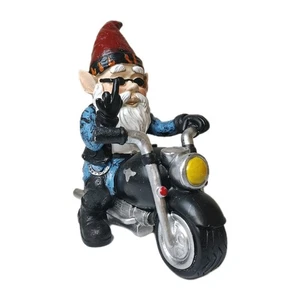 Gnomo motociclista dito medio (esclusiva Hi-Line) moto giardino-bikers gnomad - Foto 1 di 7