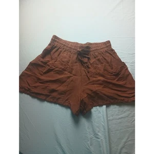 ELAN Shorts Womens Medium Orange Pull On Linen Blend High Waisted Pockets - Picture 1 of 5