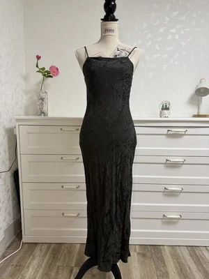 Zara Maxikleid 100% Viskose Abendkleid Dunkelgrün Grau XS 34 Elegant Festlich - Bild 1 von 4