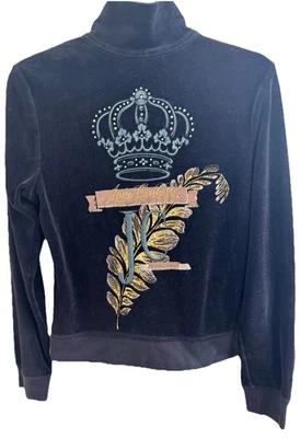 DE COLECCIÓN JUICY COUTURE Mujer Talla (L) Terciopelo Negro Cremallera y Bolsillos Bordados Foto 1 de 4