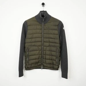 Moncler zweifarbige khaki Nylon Kapuze Maglia Strickjacke-Medium - Bild 1 von 7
