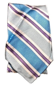 Robert Talbott WM King Blue Puple White Striped Handsewn Silk Mens Necktie - Picture 1 of 12