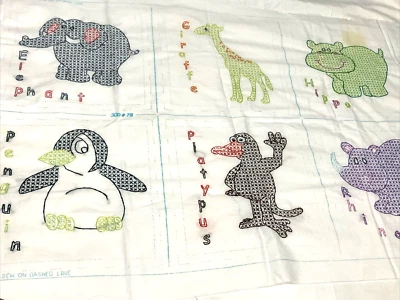 Jack Dempsey Needle Art/Stamped for Embroidery/Nursery Quilt Blocks Completed - Image 1 of 4