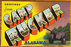 Alabama AL, Large Letter Greetings From Camp Rucker, Curteich Linen PC, ca 1940