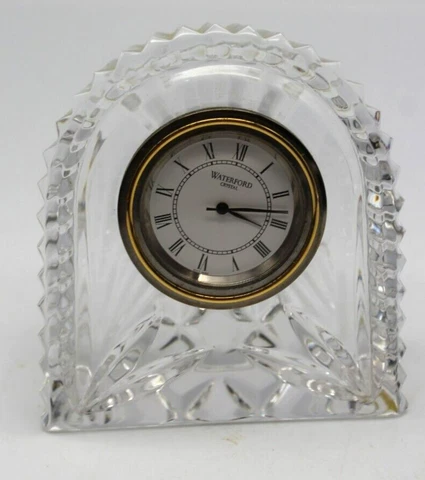 Vintage Waterford Crystal Lismore Pattern Domed Desktop Paperweight Mini Clock K Cover