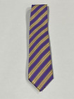 Męski krawat w paski fioletowe złoto nowy