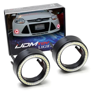 Black Shroud w/ Red 40-SMD LED Halo Ring Angel Eyes For Fog, Headlight Retrofit - Picture 1 of 11