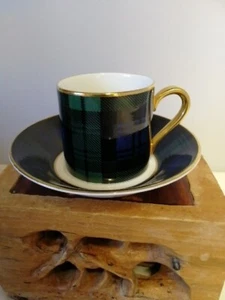 Fox Tartan Coffee Cup & Saucer Campbell Tartan Blue And Green - Picture 1 of 11