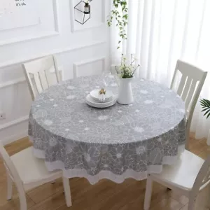 100% Waterproof Oil Proof Stain Resistant Table Cover 60 Inch Round Vinyl Lace T - Picture 1 of 6