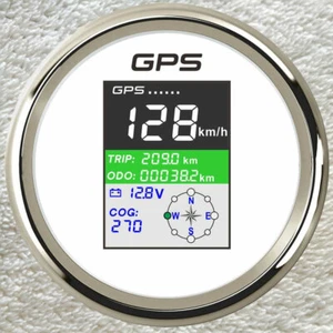 85mm 3-3/8" gps white digital speedometer odo trip knots mph kph for car marine - Bild 1 von 8
