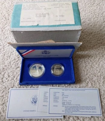 LOT of 5 in OGP- 1986-S U.S. Mint Liberty Silver Dollar Proof +COA Complete Sets - Image 1 of 4