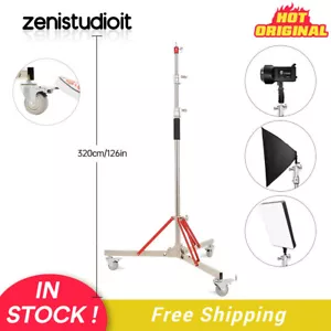 US 320cm Studio Schwerlast Lichtstativ mit Rollen für AD400Pro AD600Pro M600D - Bild 1 von 9