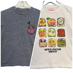 LOT OF 2 CrewCuts Girls Sz8 Graphic Tees - Fruit Cherry Sequins Glitter - Picture 1 of 15