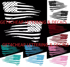 (2 Decals) Distressed American Flag Premium Vinyl Decal Get4Cheap USA Merica - Picture 1 of 20