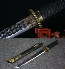 BLACK SAYA DAMASCUS FOLDED STEEL SHARP CHINESE PAN LONG  SWORD QIN JIAN 盘龙剑