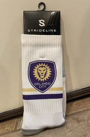 NEW Strideline Orlando City SC Socks MLS Sport White One Size Cover