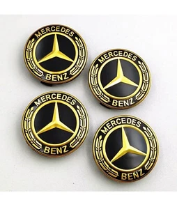 Genuine Mercedes Benz alloy wheel center caps hubcaps Gold - Photo 1 sur 5