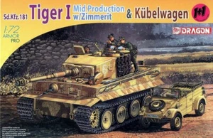 DRAGON 1/72 7434 Sd.Kfz.181 Tiger I Mid Production w/Zimmerit & Kübelwagen - Picture 1 of 1