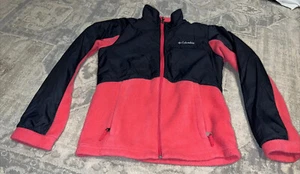 Columbia Fleece Pink Black Jacket Youth Girls Medium 10-12 - Picture 1 of 5