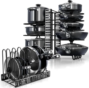 Pots and Pans Organizer under Cabinet - 8-Tier Adjustable Pan Organizer Rack for - Picture 1 of 8