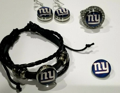 New York Giants NFL Snap Jewelry snap, stretch Ring, Earrings or Bracelet Cover