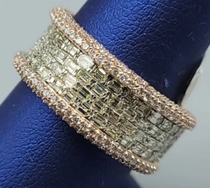 Men's 2.75ct Baguette Cubic Zirconia Statement Ring 14K Rose Gold Over Silver - Picture 1 of 4