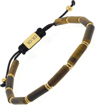 Bracciale Uomo Donna Pietre Naturali Acciaio Inox PVD Oro, Braccialetto Taglia R - Immagine 1 di 4