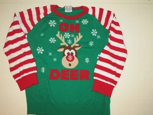 Girls Well Worn Oh Deer Rudolph Red Nose Reindeer Holiday Christmas Sweater XL - Picture 1 of 3