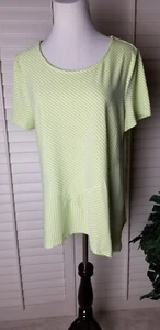 Chicos Tunika Top mintgrün Gr. 2 (US 12) gestreift Kurzarm Rundhals gebraucht, in einwandfreiem Zustand - Bild 1 von 12