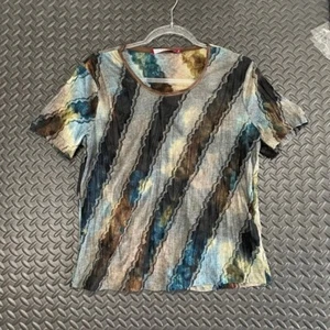 Bianca Multi Color Horizontal Stripe Blouse Top Casual Wear Women's Size 10 - Picture 1 of 8