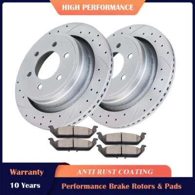 Rotores traseros + pastillas de freno para Ford F-150 Lincoln Mark LT 2005 2006 2007 2008 6 tacos Foto 1 de 4