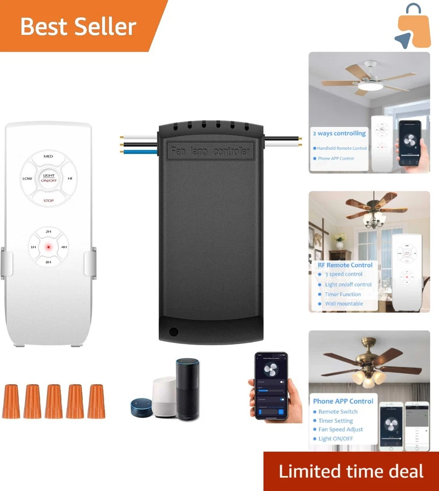 Easy Install Smart WiFi Ceiling Fan Remote - Alexa/Google Assistant Compatible - Image 1 of 4