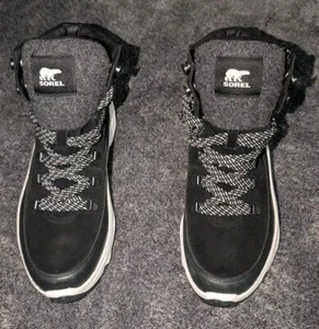 Sorel Women's Kinetic Breakthru Conquest Waterproof Boot Black, Sea Salt, US 11 - Picture 1 of 8