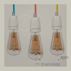 Oscaar – Retro Vintage Pendelleuchte aus Keramik und Textilkabel - Bild 1 von 8