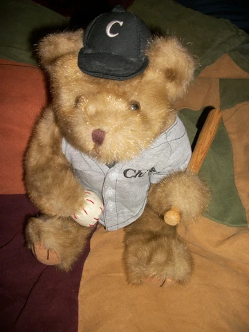 MLB Chicago WHITE SOX 12" Brown Stuffed Plush Bear Baseball Bat Ball Gray Jersey Cover