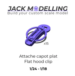 Attache capot plat pour maquette voiture 1/24 1/18 - Picture 1 of 8