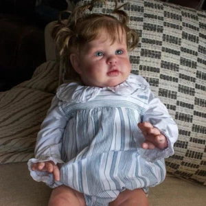 Lindo muñeco bebé renacido 22" acabado niña Ellie pelo enraizado hecho a mano regalo - Imagen 1 de 6