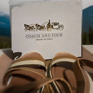 Coach and Four Size 9 Banno Wedge Sandals, New, Size 9 W/Box Made In ITALY Cork - Picture 1 of 7