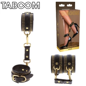 Cavigliere con Dettagli e Borchie Color Oro e Ecopelle Nera BDSM Ankle Cuffs - Imagen 1 de 10