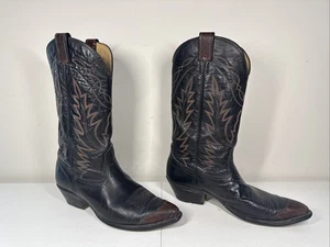 Nocona Western Cowboystiefel schwarz Leder braune Spitze Herren Größe 10 D - Bild 1 von 10