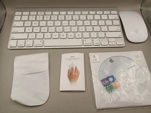 Nice Apple Wireless Bluetooth Keyboard A1314 Mac Aluminium + Magic Mouse A1296 - Picture 1 of 12