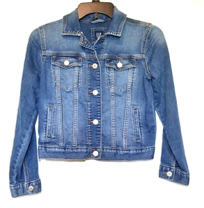 Gap Blue Denim Button Front Trucker Jacket Youth Girls Size L - Picture 1 of 9