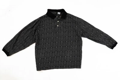 Polo tejido manga larga Bugle Boy vintage negro gris a cuadros talla L Foto 1 de 4