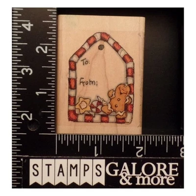 Whipper Snapper RUBBER STAMPS CHRISTMAS TO FROM TAG GINGERBREAD MAN CANDY #27 - Image 1 of 2