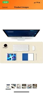 K KNODEL Desk Mat, Mouse Pad, Desk Pad, Waterproof, Leather, white 31.5" x 15.7" - Photo 1/4